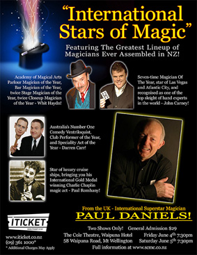 paul daniels magic show in auckland new zealand magic show with famous magicians paul daniels whit haydn john carney comedy magic show cole theatre waipuna lodge new zealand magic show with paul daniels the magician